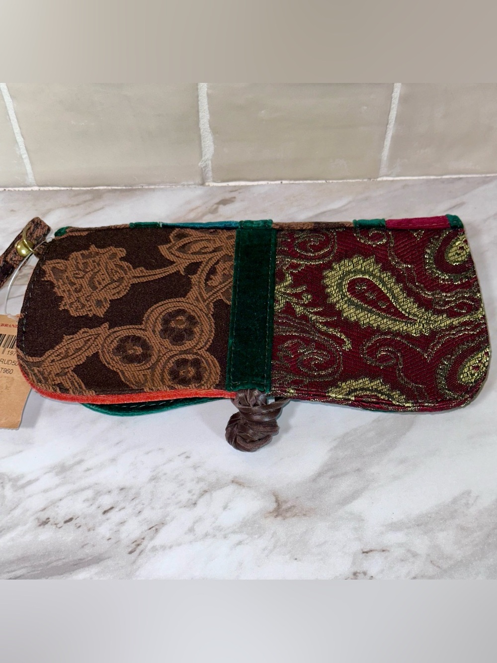 Lucky Brand clutch wristlet wallet featuring a bohemian, patchwork design- NWT
